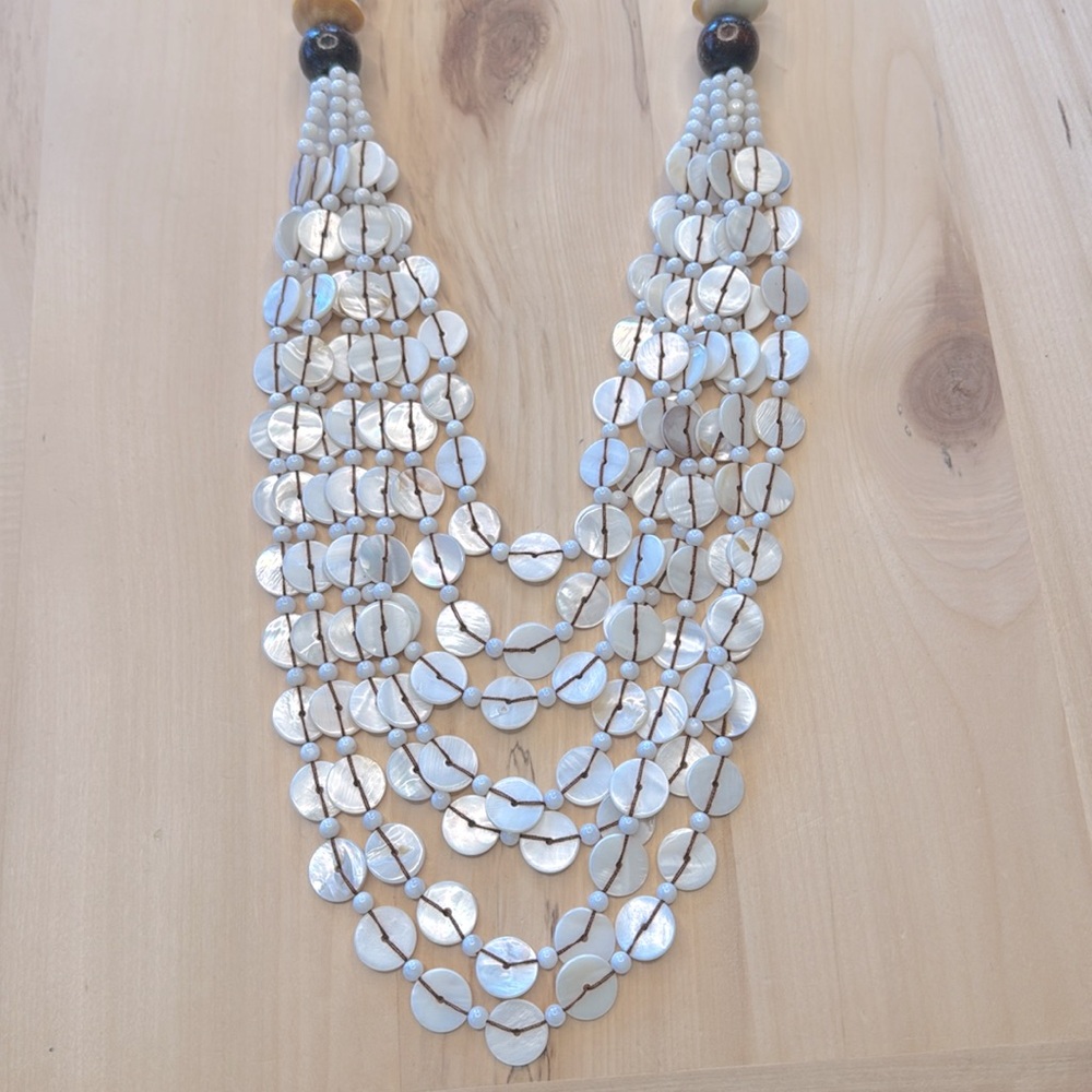 Gardenia Jewelry NEW Freshwater Pearl Mother of Pearl Stone Wood Shell Necklace - Picture 2 of 6
